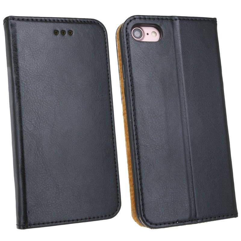 Elegante ECHT Leder Buch-Tasche Hülle kompatibel mit iPhone 11 Pro Max in Schwarz Wallet Book-Style Cover Schale