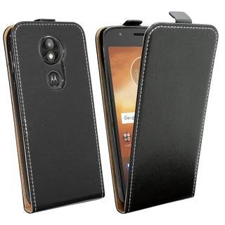 cofi1453® Flip Case kompatibel mit MOTOROLA MOTO E5 PLUS Handy Tasche vertikal aufklappbar Schutzhülle Klapp Hülle Schwarz