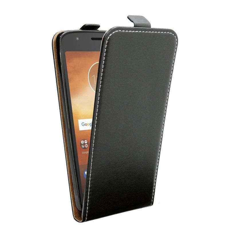 Flip Case kompatibel mit MOTOROLA MOTO E5 Handy Tasche vertikal aufklappbar Schutzhülle Klapp Hülle Schwarz