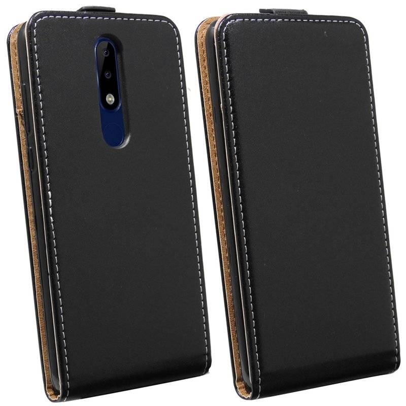 Flip Case kompatibel mit NOKIA 5.1 PLUS Handy Tasche vertikal aufklappbar Schutzhülle Klapp Hülle Schwarz