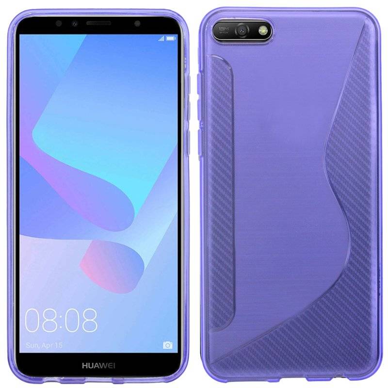 Honor 7S Handy Silikon Schutzhülle Cover Case Schwarz Lila