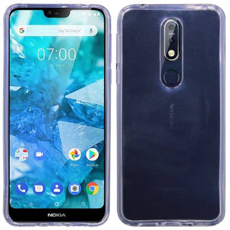 Nokia 7.1 ( 2018 ) // Silikon Hülle Tasche Case Zubehör Gummi Bumper Schale Schutzhülle Zubehör Transparent