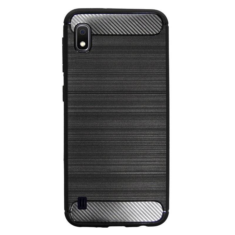 Silikon Hülle Carbon kompatibel mit SAMSUNG GALAXY A10 (A105F) TPU Case Soft Handyhülle Cover Schutzhülle Schwarz