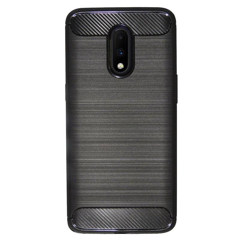 Silikon Hülle Carbon für OnePlus 7 Soft TPU Case Handyhülle Cover Schutzhülle Schwarz