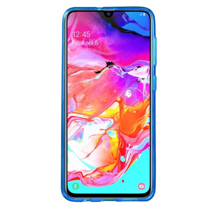 S-Line Hülle Bumper kompatibel mit Samsung Galaxy A70 (A705F) Silikonhülle Stoßfest Handyhülle TPU Case Cover Blau