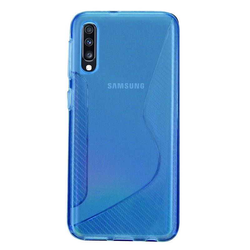 S-Line Hülle Bumper kompatibel mit Samsung Galaxy A70 (A705F) Silikonhülle Stoßfest Handyhülle TPU Case Cover Blau