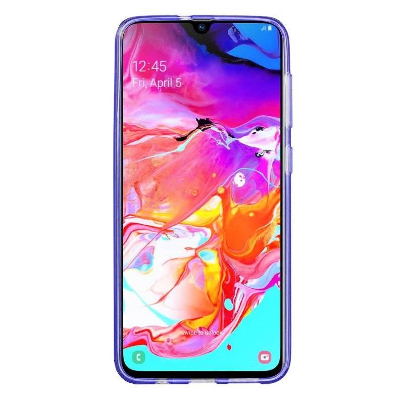 S-Line Hülle Bumper kompatibel mit Samsung Galaxy A70 (A705F) Silikonhülle Stoßfest Handyhülle TPU Case Cover Lila