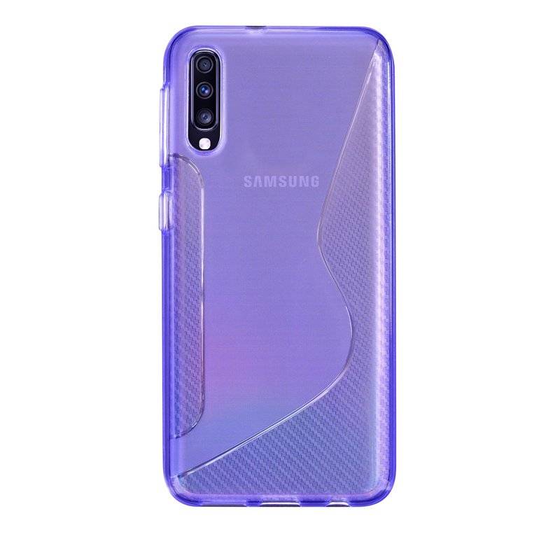 S-Line Hülle Bumper kompatibel mit Samsung Galaxy A70 (A705F) Silikonhülle Stoßfest Handyhülle TPU Case Cover Lila