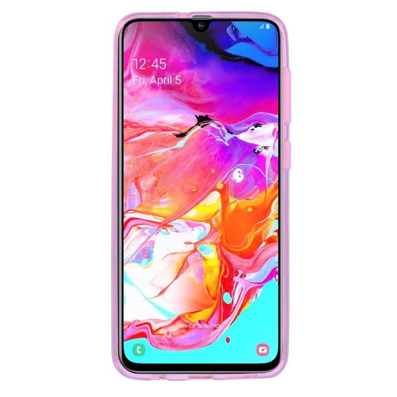 S-Line Hülle Bumper kompatibel mit Samsung Galaxy A70 (A705F) Silikonhülle Stoßfest Handyhülle TPU Case Cover Pink