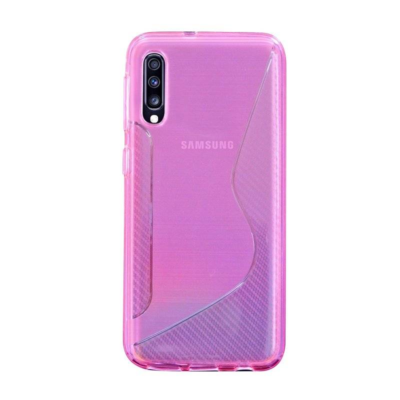S-Line Hülle Bumper kompatibel mit Samsung Galaxy A70 (A705F) Silikonhülle Stoßfest Handyhülle TPU Case Cover Pink