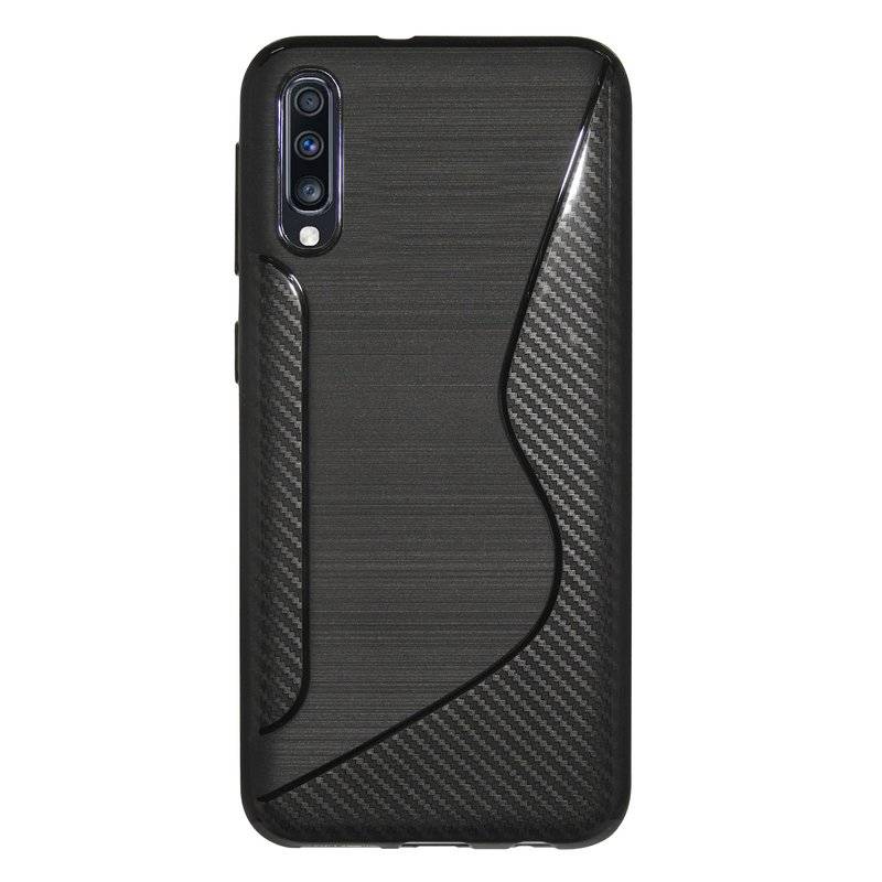 S-Line Hülle Bumper kompatibel mit Samsung Galaxy A70 (A705F) Silikonhülle Stoßfest Handyhülle TPU Case Cover Schwarz