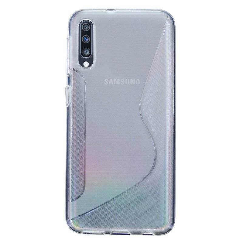 S-Line Hülle Bumper Samsung Galaxy A70 (A705F) Silikonhülle Stoßfest Handyhülle TPU Case Cover Transparent
