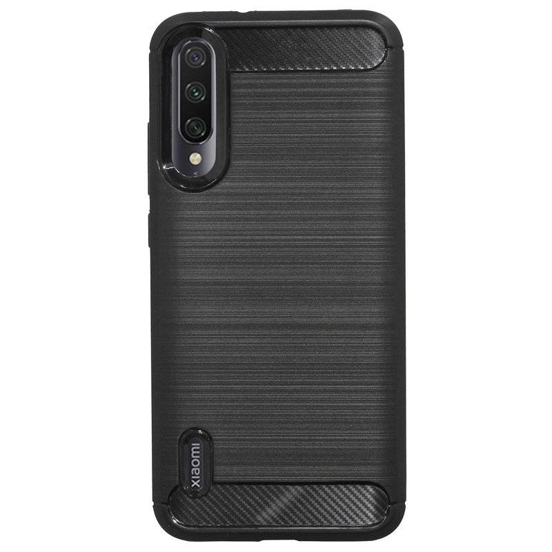 Silikon Hülle Carbon kompatibel mit XIAOMI MI A3 Case TPU Soft Handyhülle Cover Schutzhülle Schwarz