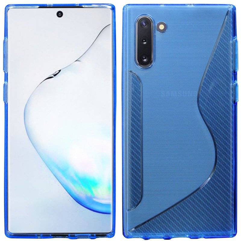 S-Line Hülle Bumper kompatibel mit Samsung Galaxy Note 10 (N970F) Silikonhülle Stoßfest Handyhülle TPU Case Cover Blau