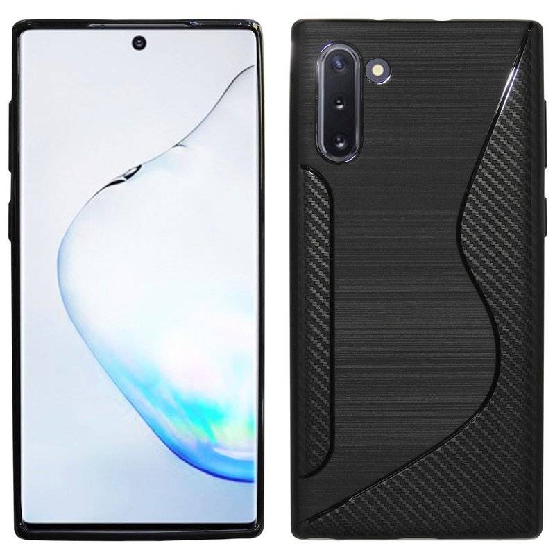 S-Line Hülle Bumper Samsung Galaxy Note 10 (N970F) Silikonhülle Stoßfest Handyhülle TPU Case Cover Schwarz