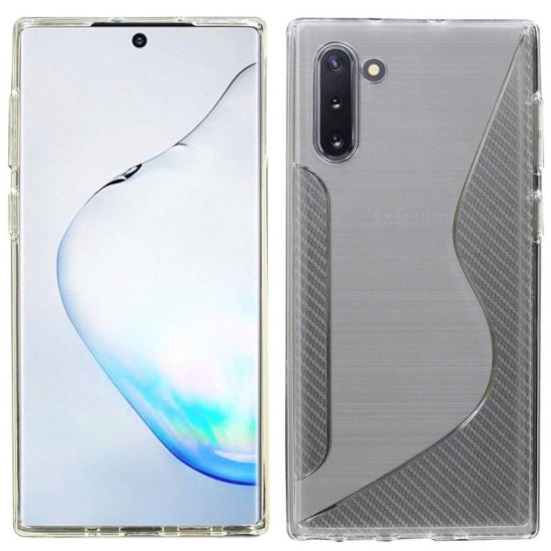 S-Line Hülle Bumper Samsung Galaxy Note 10 (N970F) Silikonhülle Stoßfest Handyhülle TPU Case Cover Transparent