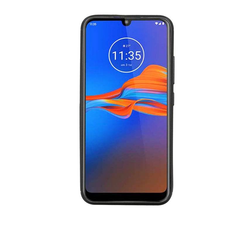 Silikon Hülle Carbon kompatibel mit MOTOROLA MOTO E6 PLUS TPU Case Soft Handyhülle Cover Schutzhülle Schwarz