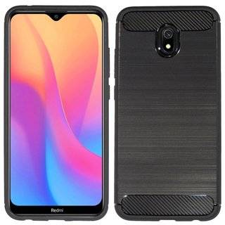 Silikon Hülle Carbon für XIAOMI REDMI 8A TPU Case Soft Handyhülle Cover Schutzhülle Schwarz