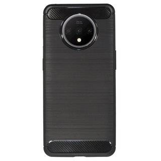Silikon Hülle Bumer Carbon für OnePlus 7T Case TPU Soft Handyhülle Cover Schutzhülle Schwarz