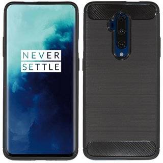 Silikon Hülle Bumer Carbon für OnePlus 7T Pro Case TPU Soft Handyhülle Cover Schutzhülle Schwarz