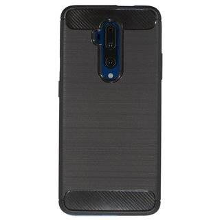 Silikon Hülle Bumer Carbon für OnePlus 7T Pro Case TPU Soft Handyhülle Cover Schutzhülle Schwarz