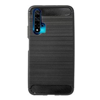 Silikon Hülle Bumper Carbon für HUAWEI NOVA 5T Case TPU Soft Handyhülle Cover Schutzhülle Schwarz