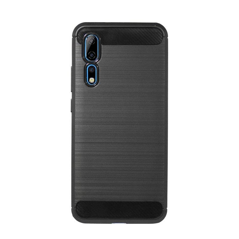 Silikon Hülle Bumer Carbon kompatibel mit ZTE AXON 10 PRO Case TPU Soft Handyhülle Cover Schutzhülle Schwarz