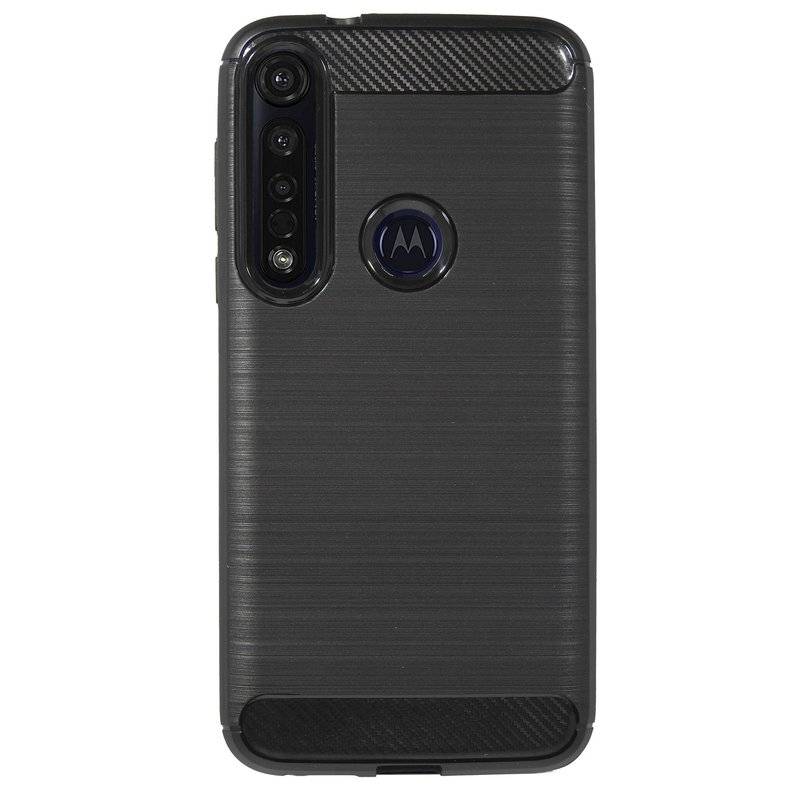 Silikon Hülle Carbon kompatibel mit MOTOROLA MOTO G8 PLUS TPU Case Soft Handyhülle Cover Schutzhülle Schwarz
