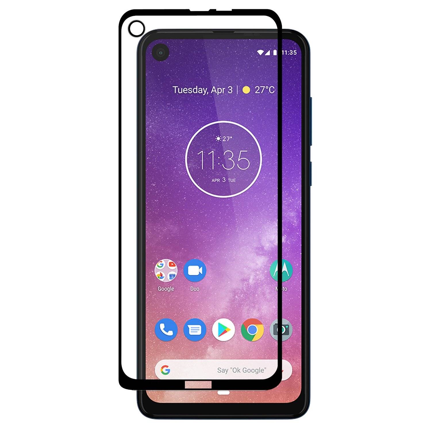 5D Schutz Glas kompatibel mit MOTOROLA ONE VISION Curved Schutz Folie Vollständig Klebend und Abdeckung