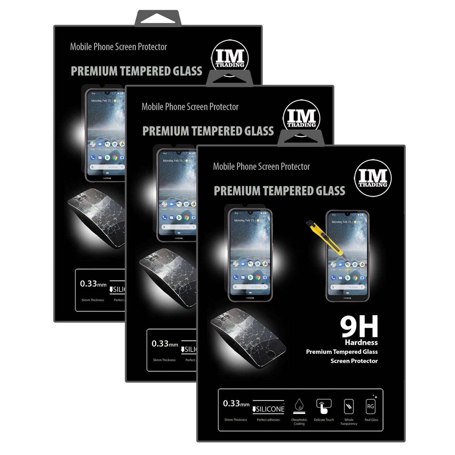 3X Schutz Schutz Glas 9H Tempered Glass Display Schutz Folie Display Glas Screen Protector kompatibel mit NOKIA 4.2