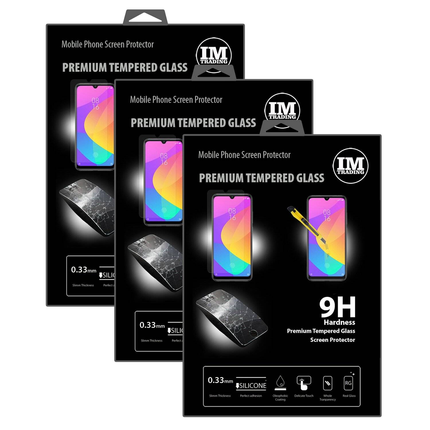 3X Schutz Schutz Glas 9H Tempered Glass Display Schutz Folie Display Glas Screen Protector kompatibel mit XIAOMI MI A3
