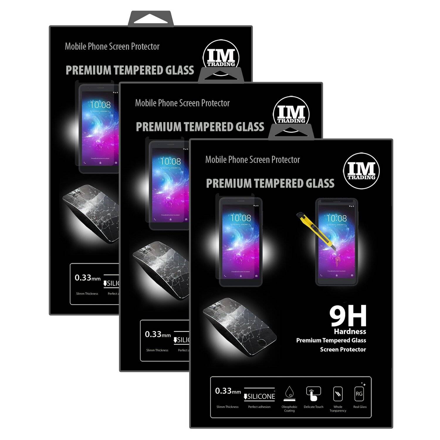 3X Schutz Schutz Glas 9H Tempered Glass Display Schutz Folie Display Glas Screen Protector kompatibel mit ZTE BLADE L8