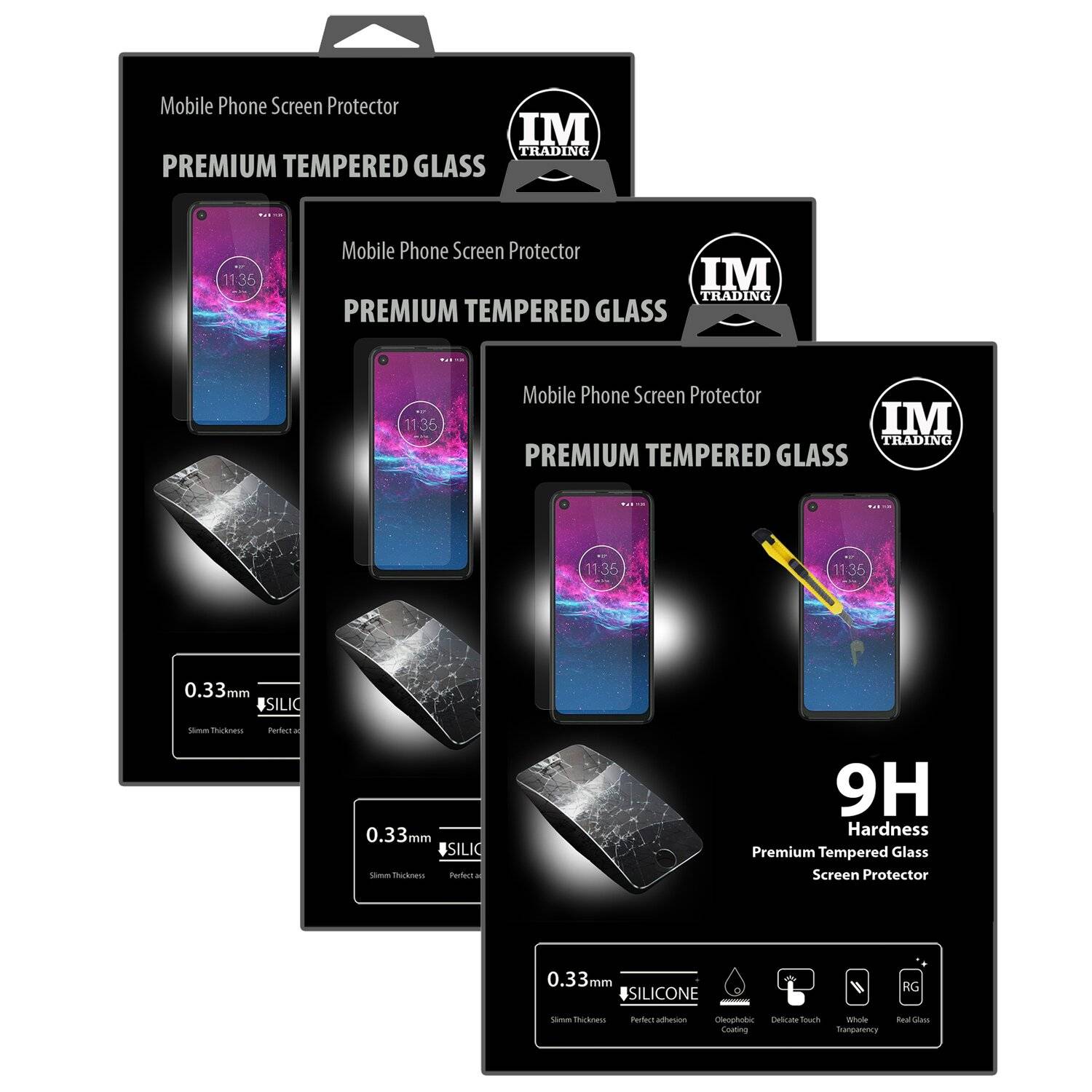 3X Schutz Schutz Glas 9H Tempered Glass Display Schutz Folie Display Glas Screen Protector Motorola One Action