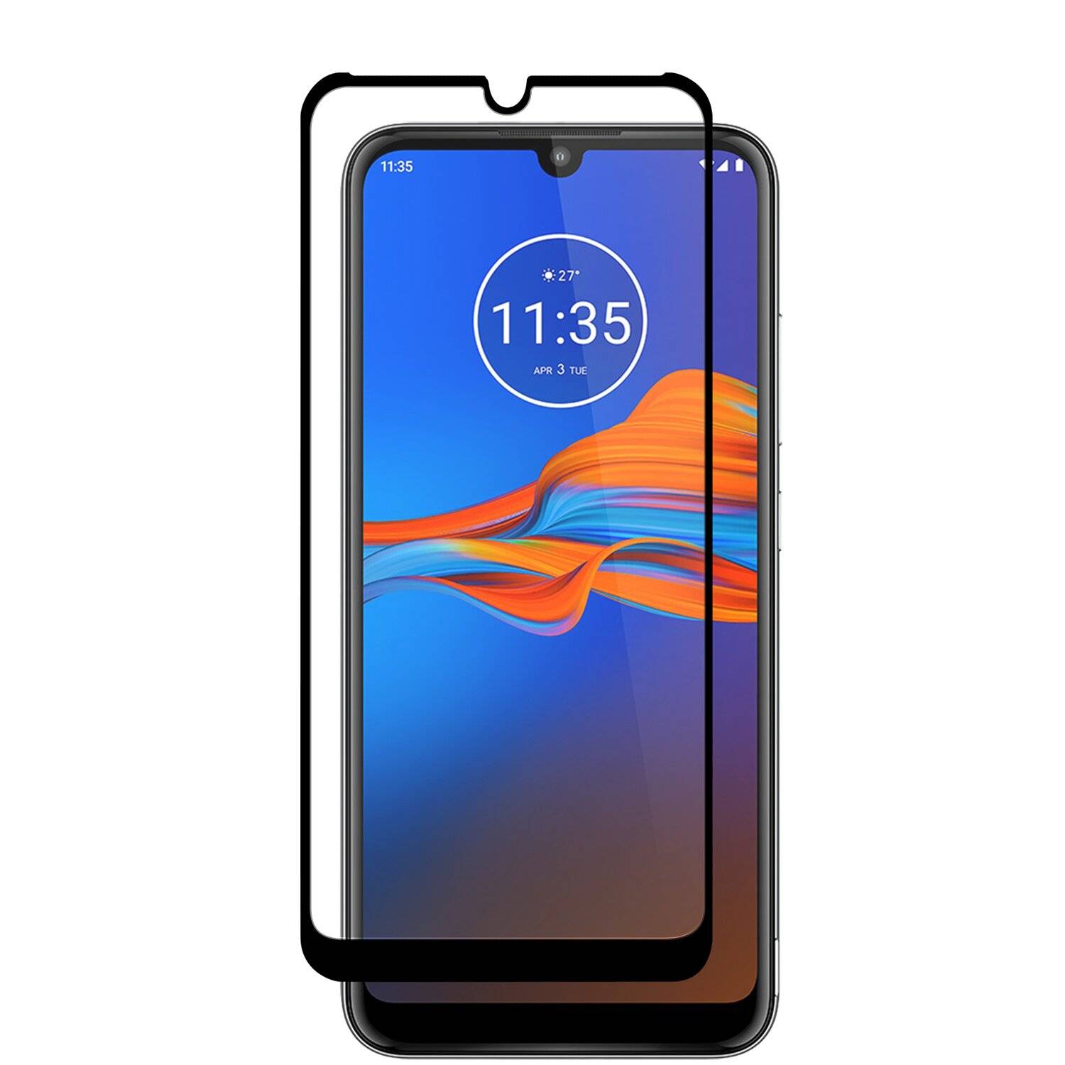 5D Schutz Glas kompatibel mit MOTOROLA MOTO E6 PLUS Curved Schutz Folie Vollständig Klebend und Abdeckung