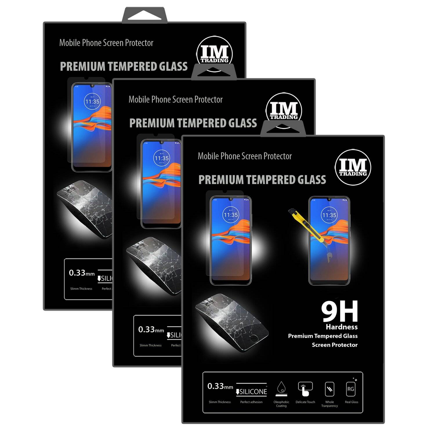 3X Schutz Schutz Glas 9H Tempered Glass Display Schutz Folie Display Glas Screen Protector Motorola Moto E6 Plus