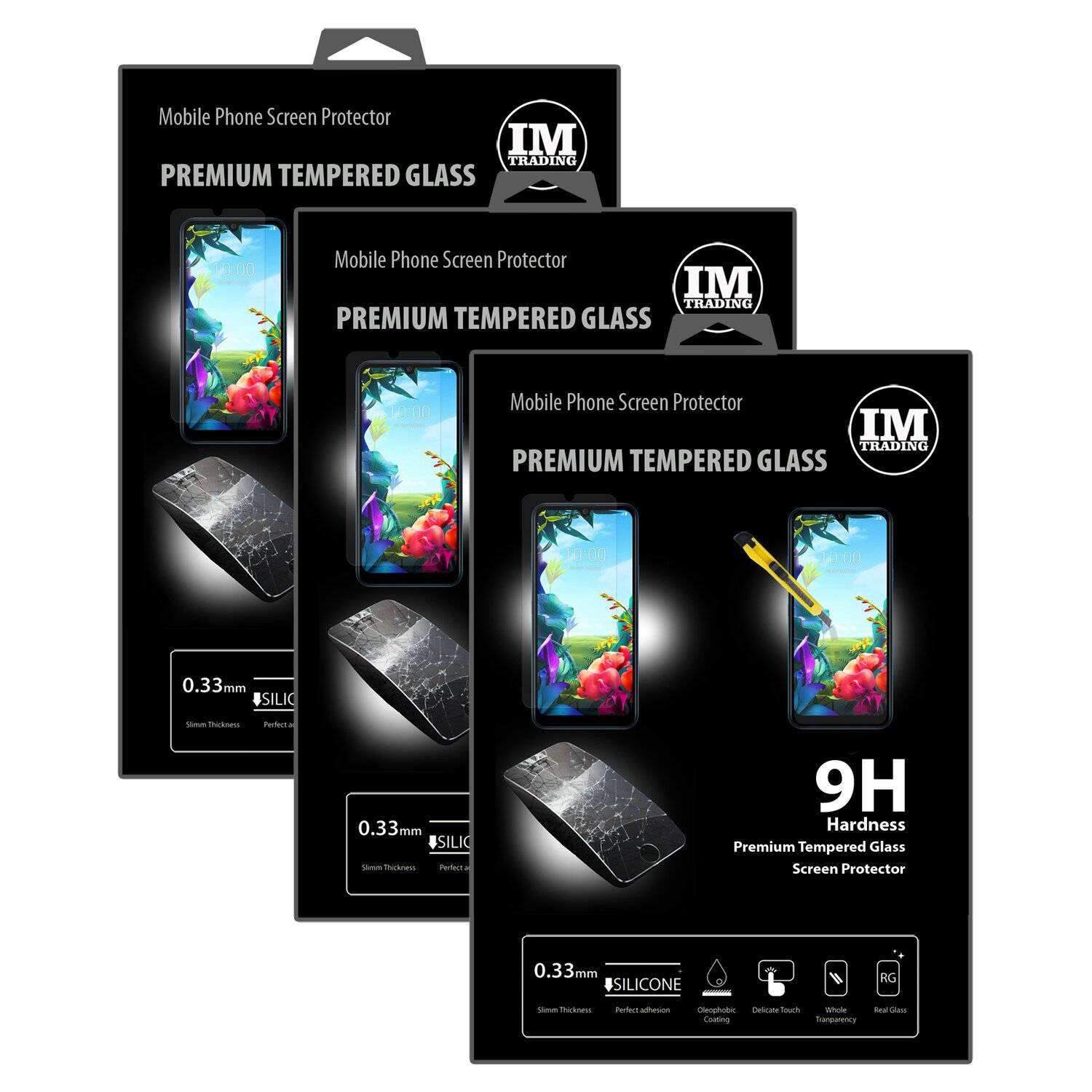 3X Schutz Schutz Glas 9H Tempered Glass Display Schutz Folie Display Glas Screen Protector kompatibel mit LG K40S