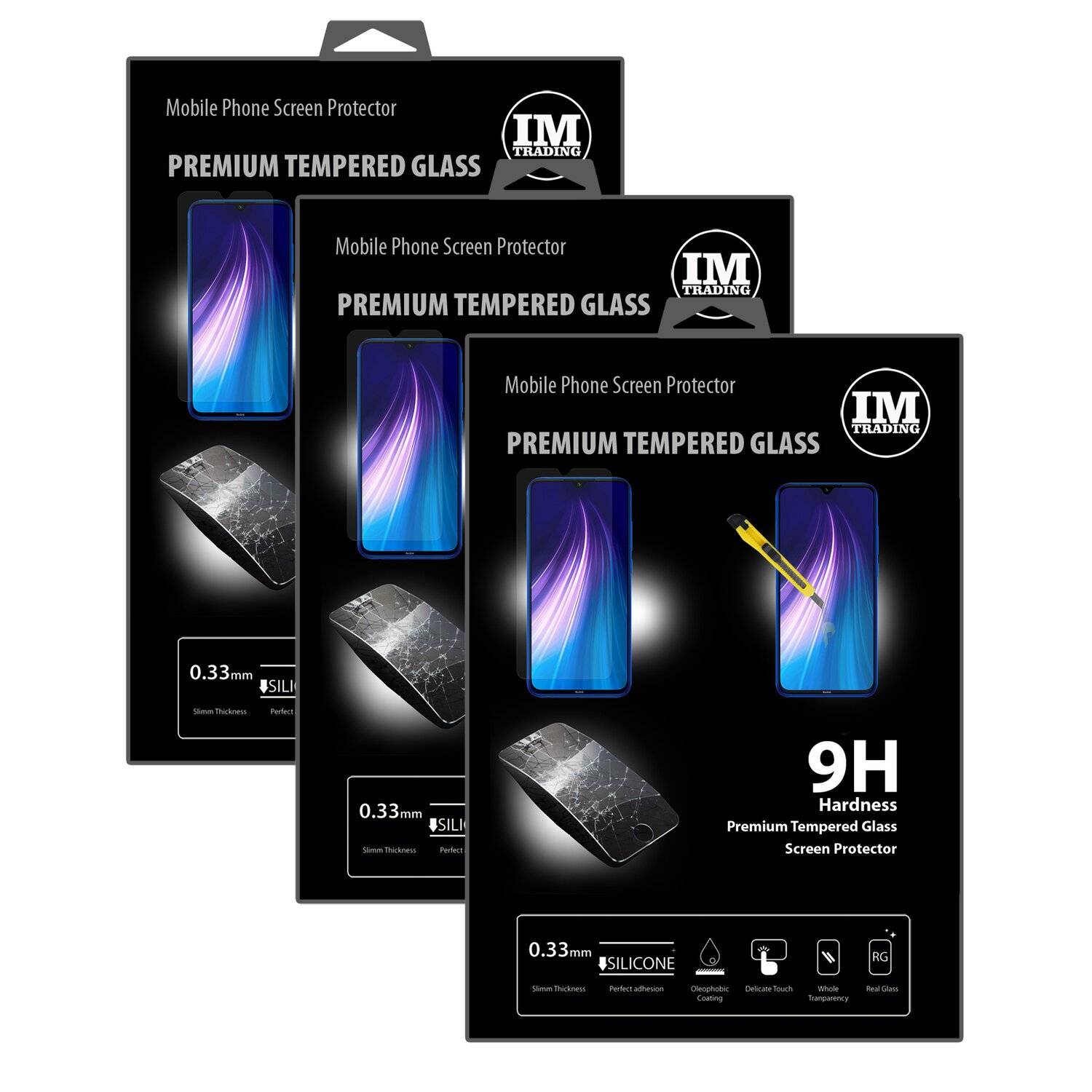 3X Schutz Schutz Glas 9H Tempered Glass Display Schutz Folie Display Glas Screen Protector XIAOMI REDMI NOTE 8