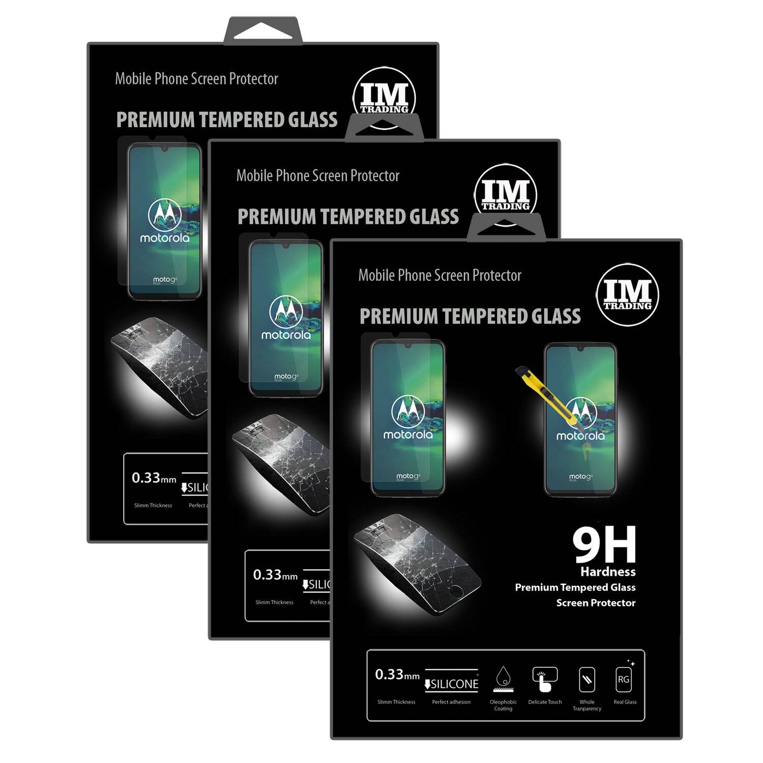 3X Schutz Schutz Glas 9H Tempered Glass Display Schutz Folie Display Glas Screen Protector Motorola Moto G8 Plus