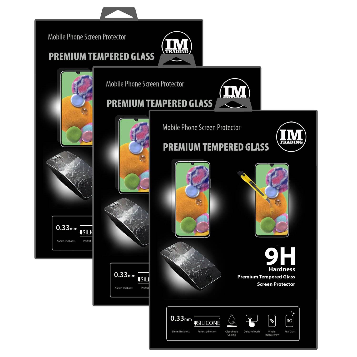 3X Schutz Schutz Glas 9H Tempered Glass Display Schutz Folie Display Glas Screen Protector Samsung Galaxy A90 5G (A908)