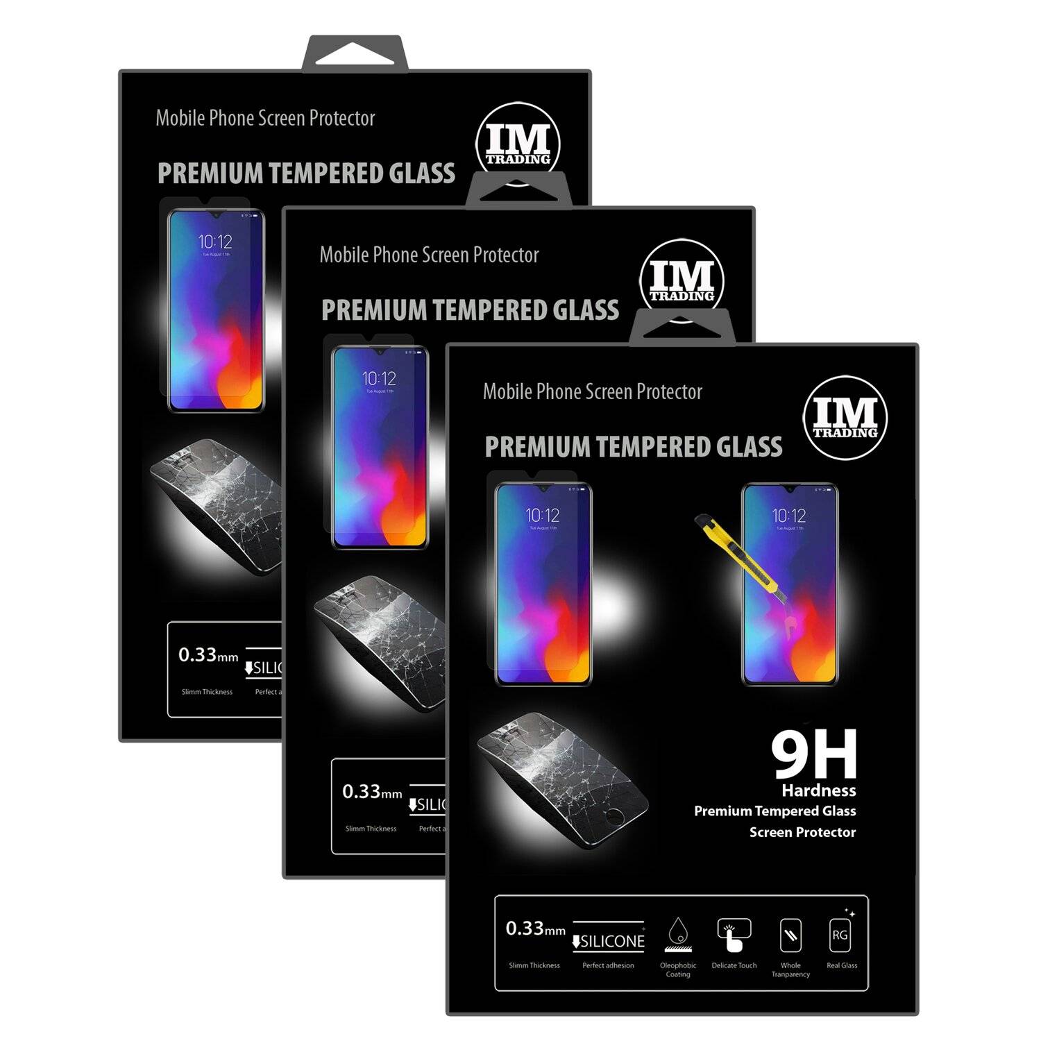3X Schutz Schutz Glas 9H Tempered Glass Display Schutz Folie Display Glas Screen Protector Lenovo K10 Note