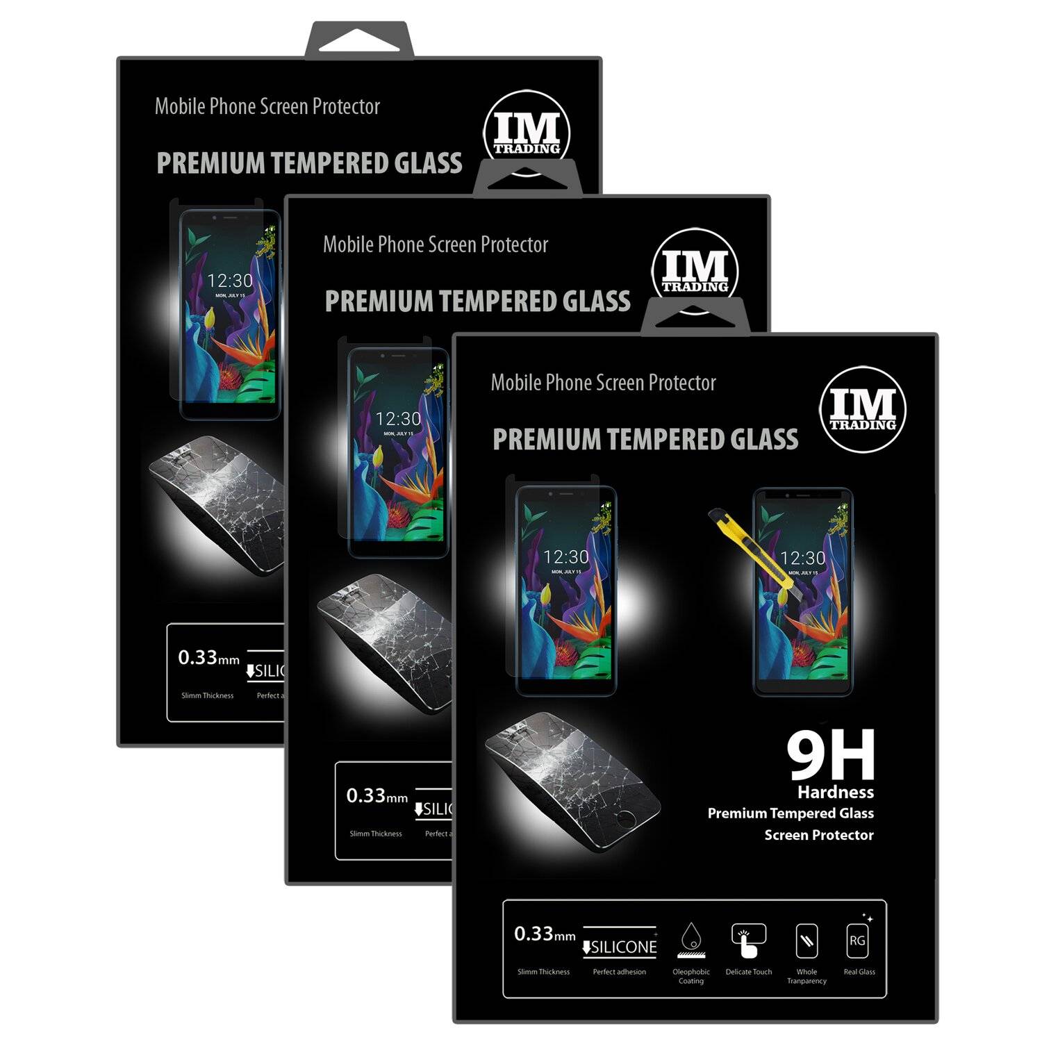 3X Schutz Schutz Glas 9H Tempered Glass Display Schutz Folie Display Glas Screen Protector kompatibel mit LG K20 (2019)
