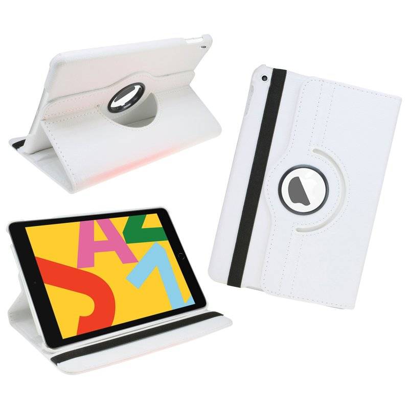 360 Schutz Tablet Cover Apple iPad (2019) 10.2 Zoll Tasche Hülle Tabletschale Bumper Case Etui Rotierbar Ständer Weiß