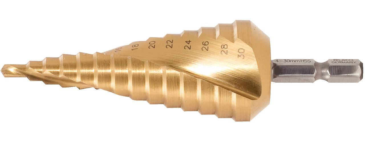 KS TOOLS HSS-TiN Stufenbohrer, 6-30,5mm, 9 Stufen