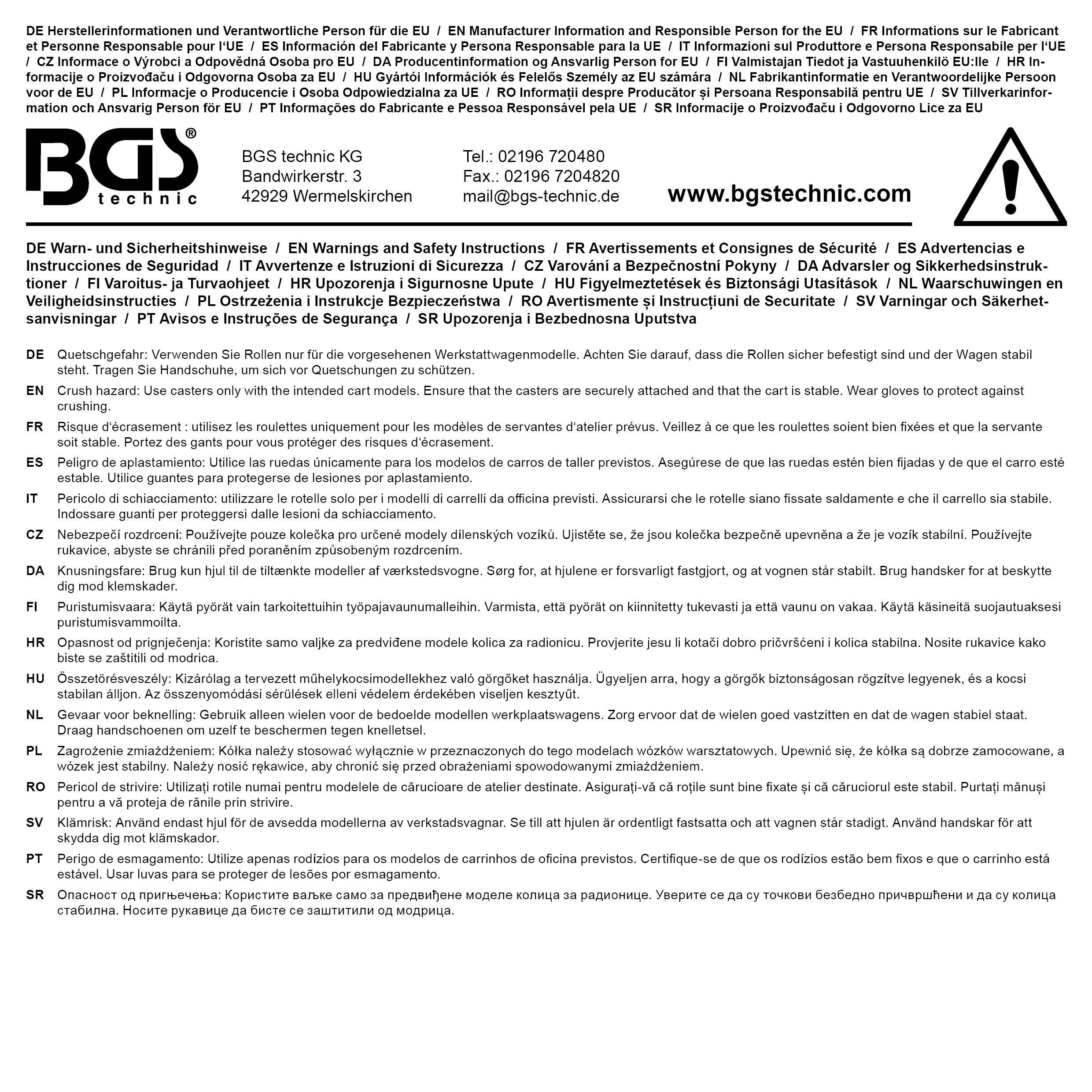 BGS technic Lenkrolle fr Werkstattwagen Art. 4105