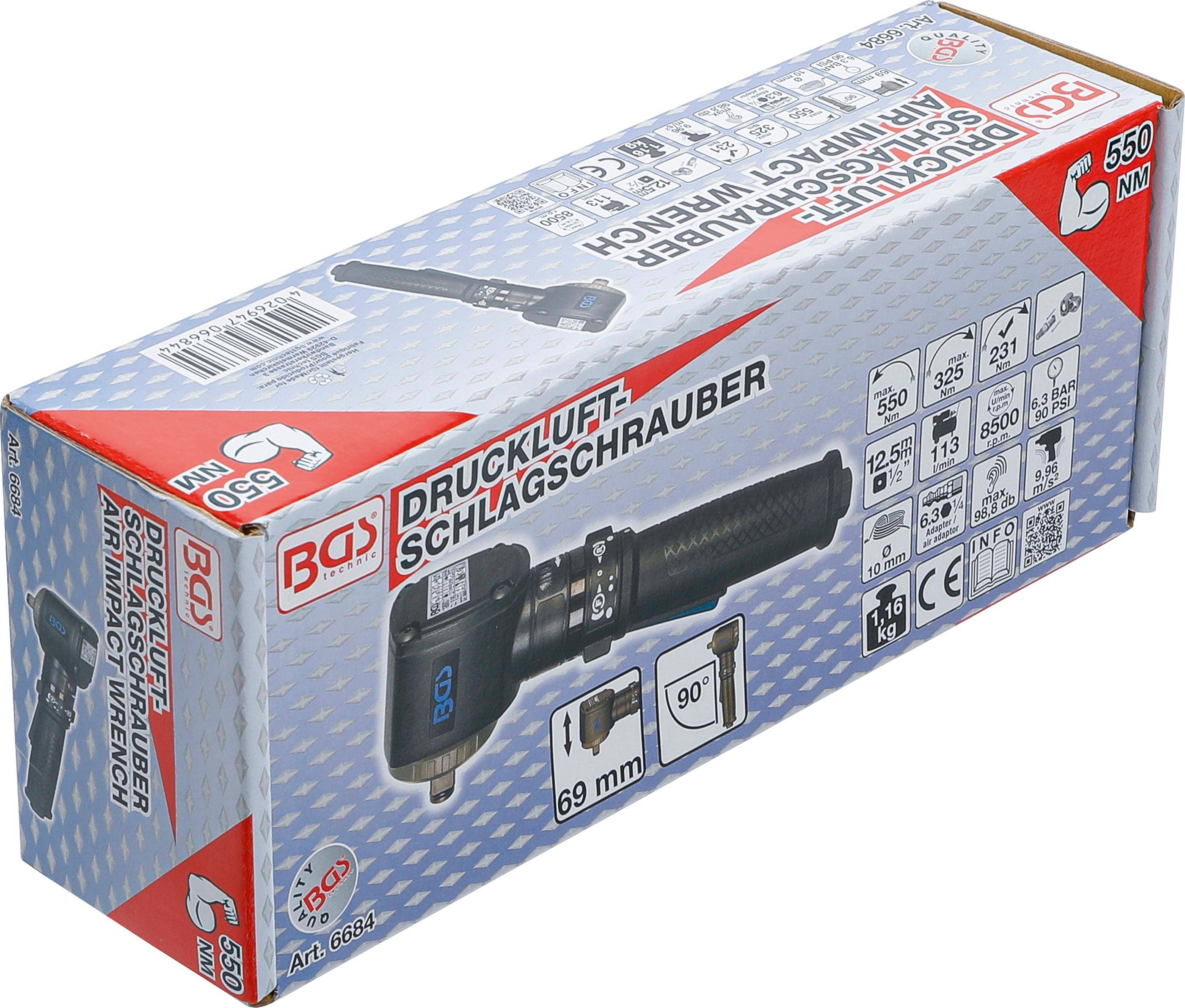 BGS Druckluft-Schlagschrauber | abgewinkelt | 12,5 mm (1/2") | 550 Nm