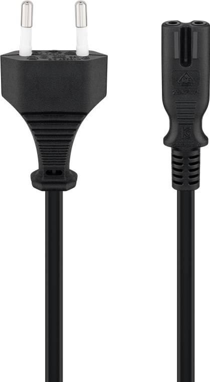 Euro Netzkabel Eurostecker  IEC60320-C7 Doppelbuchse schwarz - Länge: 0,50 m