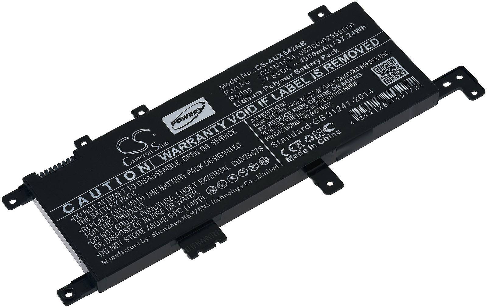 Powery Akku für Laptop Asus FL5900, FL8000U, FL9000, 7,6V, Li-Polymer