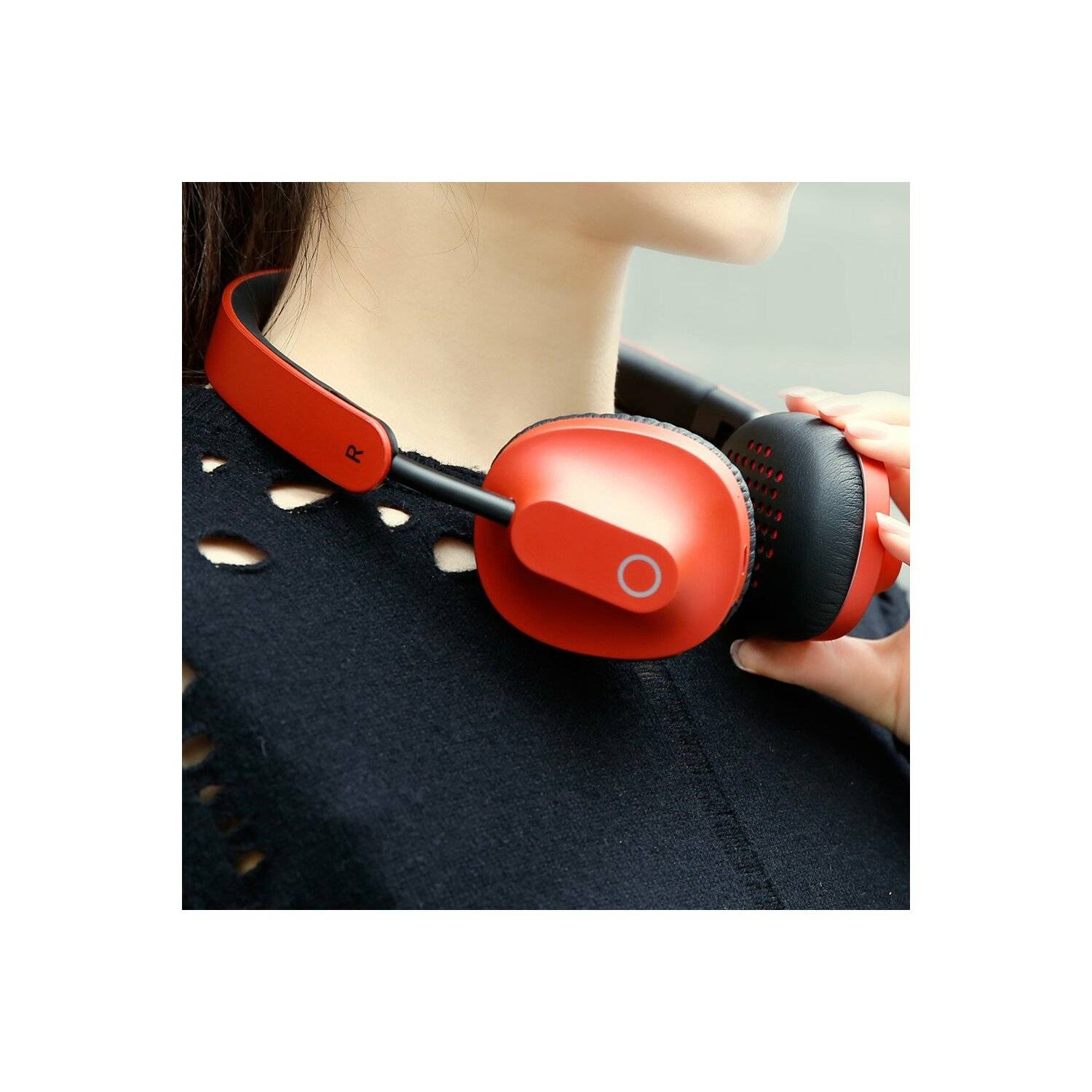 Baseus Encok D01 kabellos Kopfhörer Bluetooth Ohrhörer Over Ear Headset 360 Grad Mikrofon Faltbar 300 mAh Rot