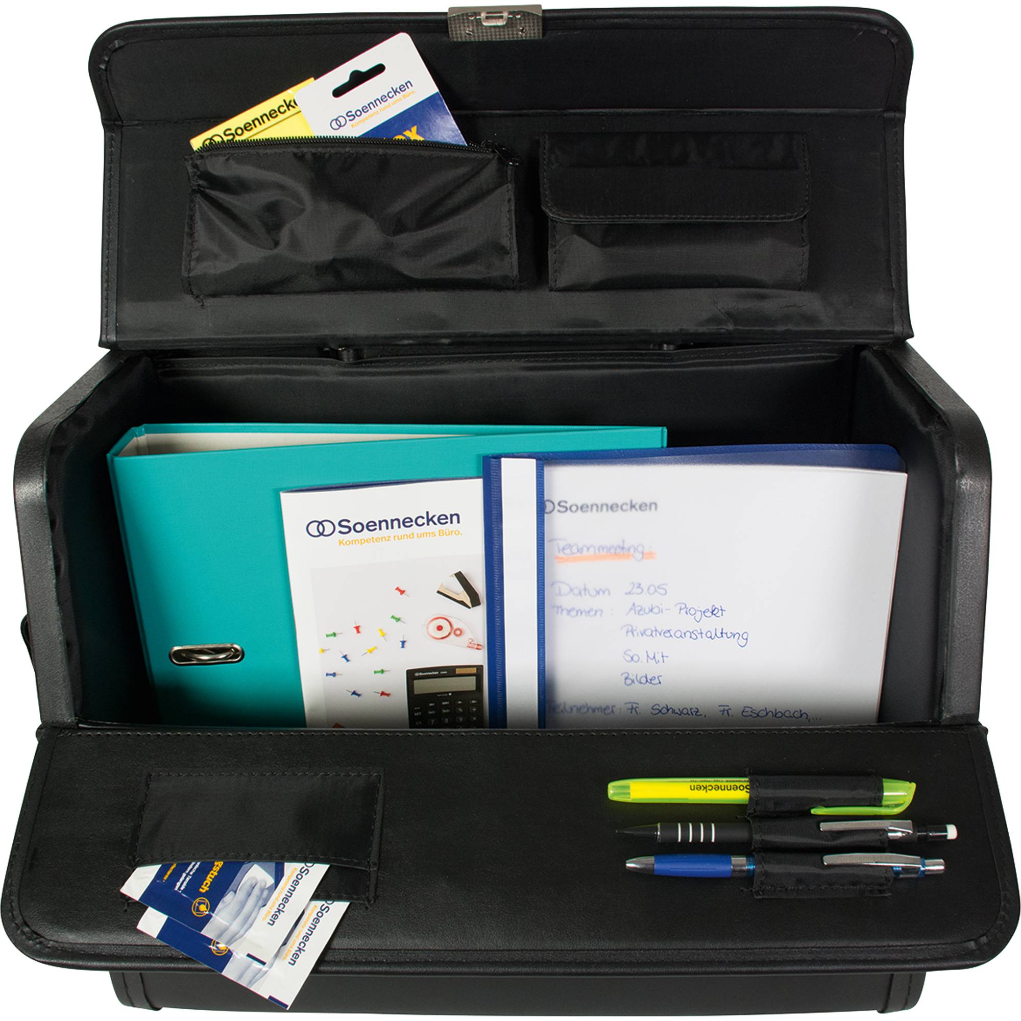 Soennecken Pilotenkoffer Dresden 5173 Teleskopstiel Lederimitat sw