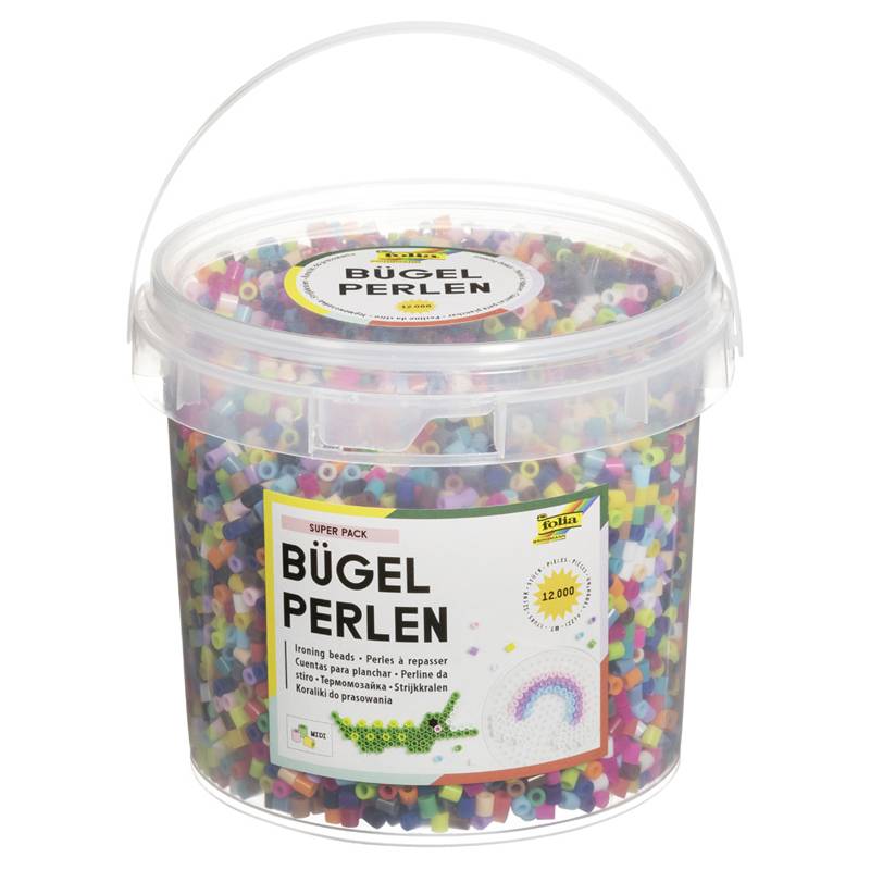 folia Bügelperlen, farbig sortiert, 12.000 Stück, Eimer